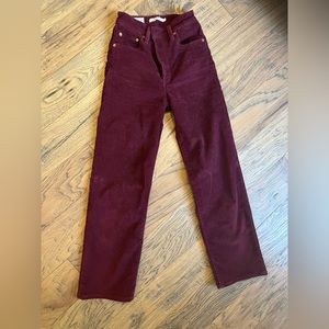 Super cute burgundy corduroy jeans!